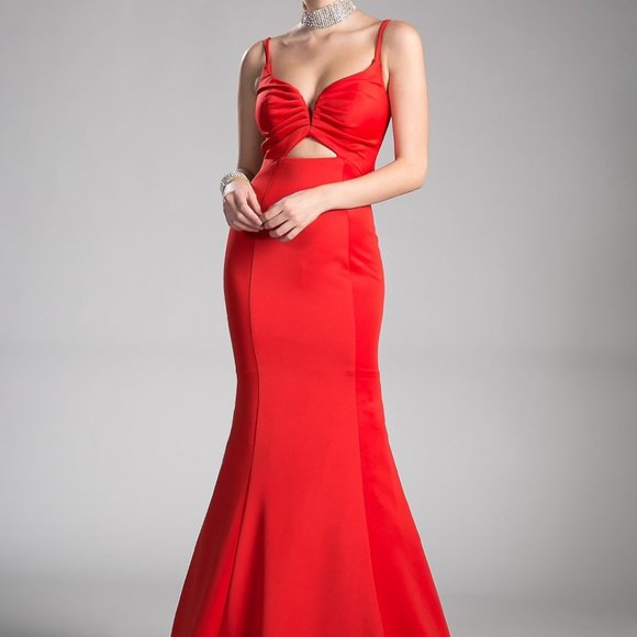 NEW RED V-Neck Sleeveless Mermaid Shape Dress CDCE0009
